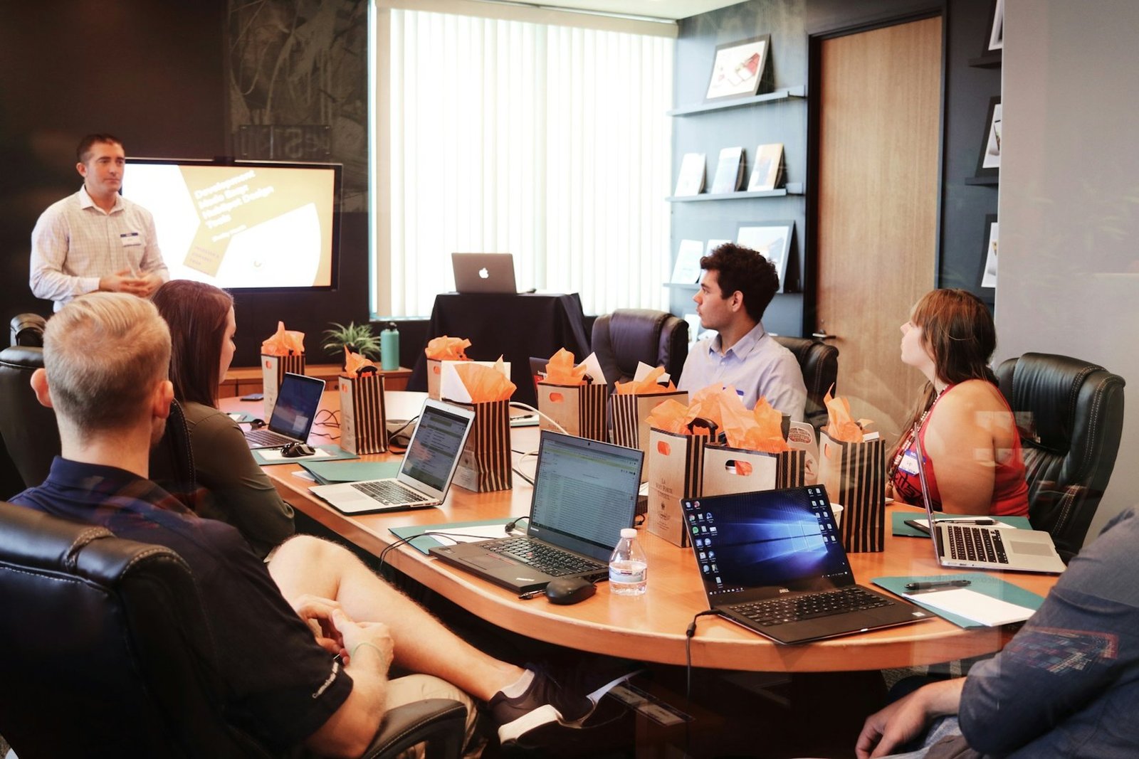 Business team evaluating a content marketing agency